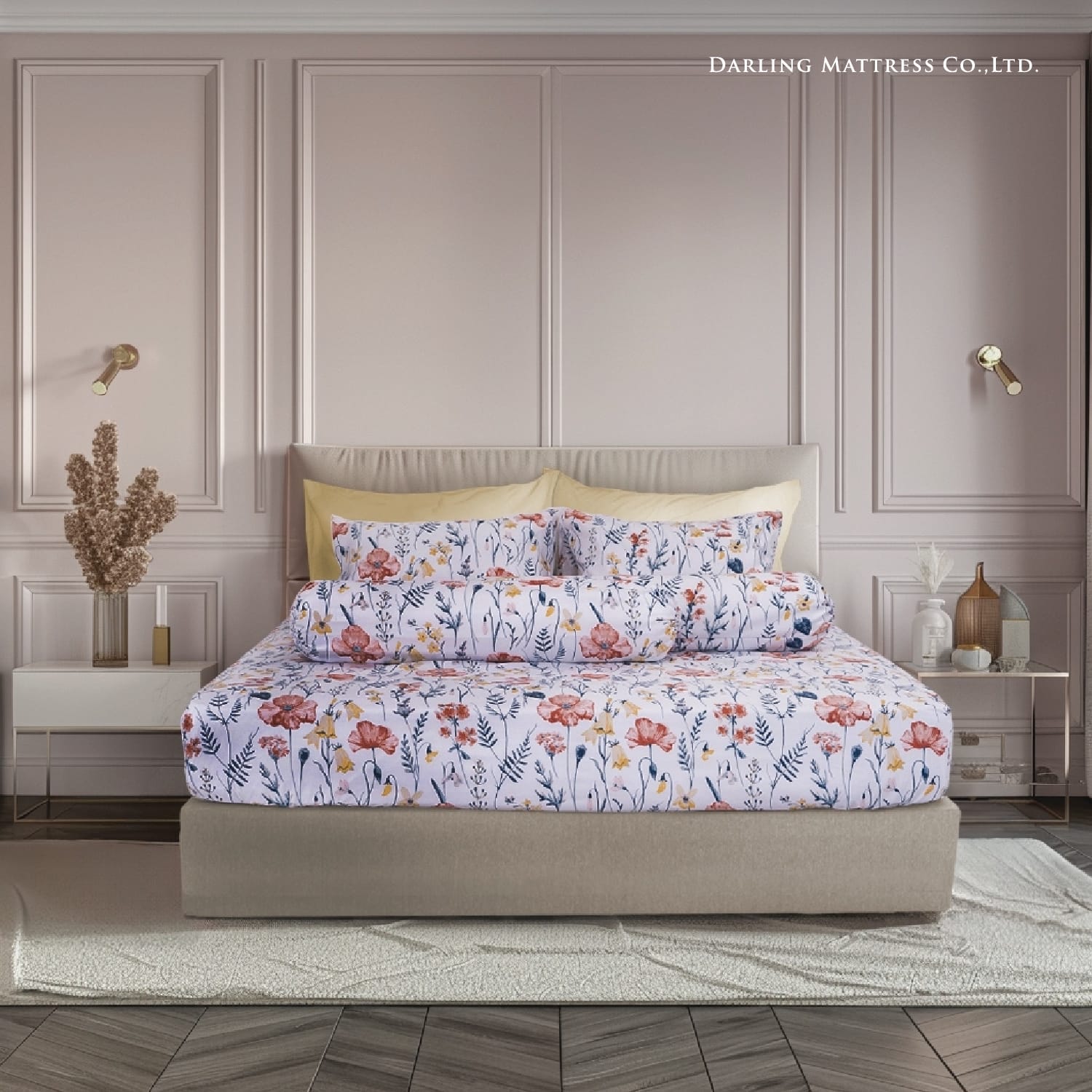ชุดผ้าปูผ้านวม 5 ฟุต DARLING MATTRESS รุ่นลายดอกไม้ ลายบลอสซั่ม_9